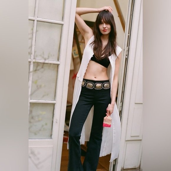 Free People Twice As Nice Maxi Tunic Top White Buttondown Sleeveless (XS)  NWOT - Picture 8 of 9